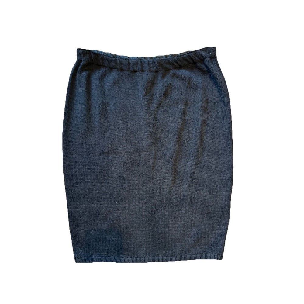 St John Basics Marie Gray Pencil Skirt Knit Santana Black Knee Career USA